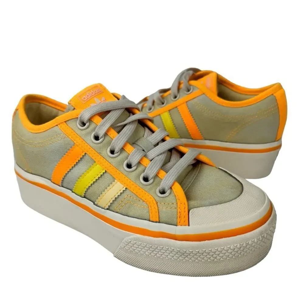 Adidas Nizza Platform Parley Women Shoe Yellow Tint Orange Sneaker Trainer SZ 5